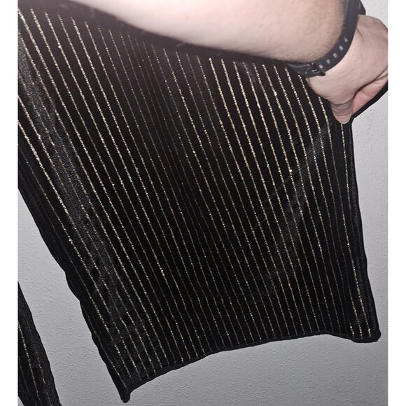NEW Forever 21 Black Velvet Pants Metallic Gold Stripes Wide Leg Size 3X Holiday - Picture 16 of 16